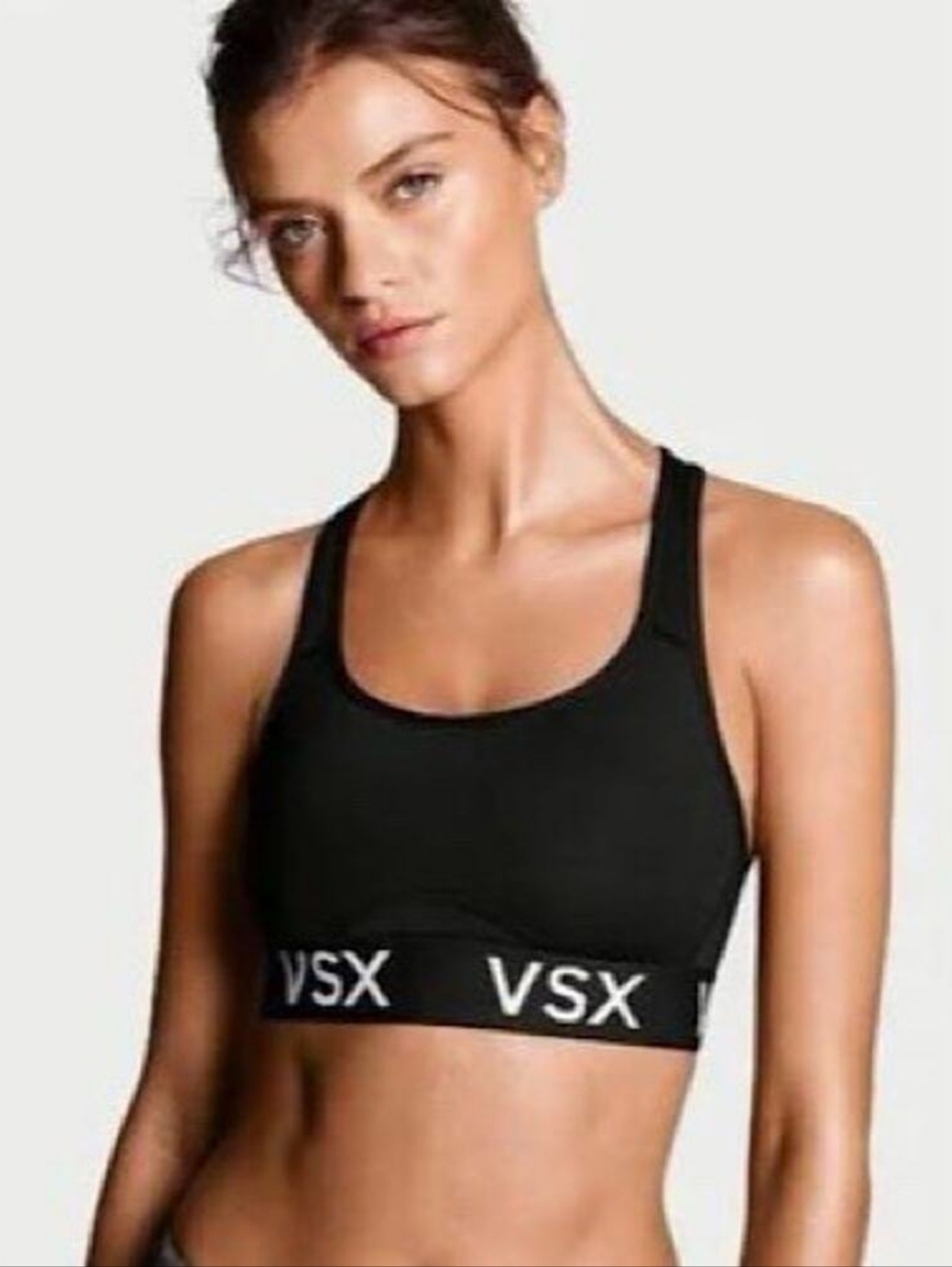 Victoria Secret Sport VSX THE PLAYER Black Racerback Sports Bra Size Large